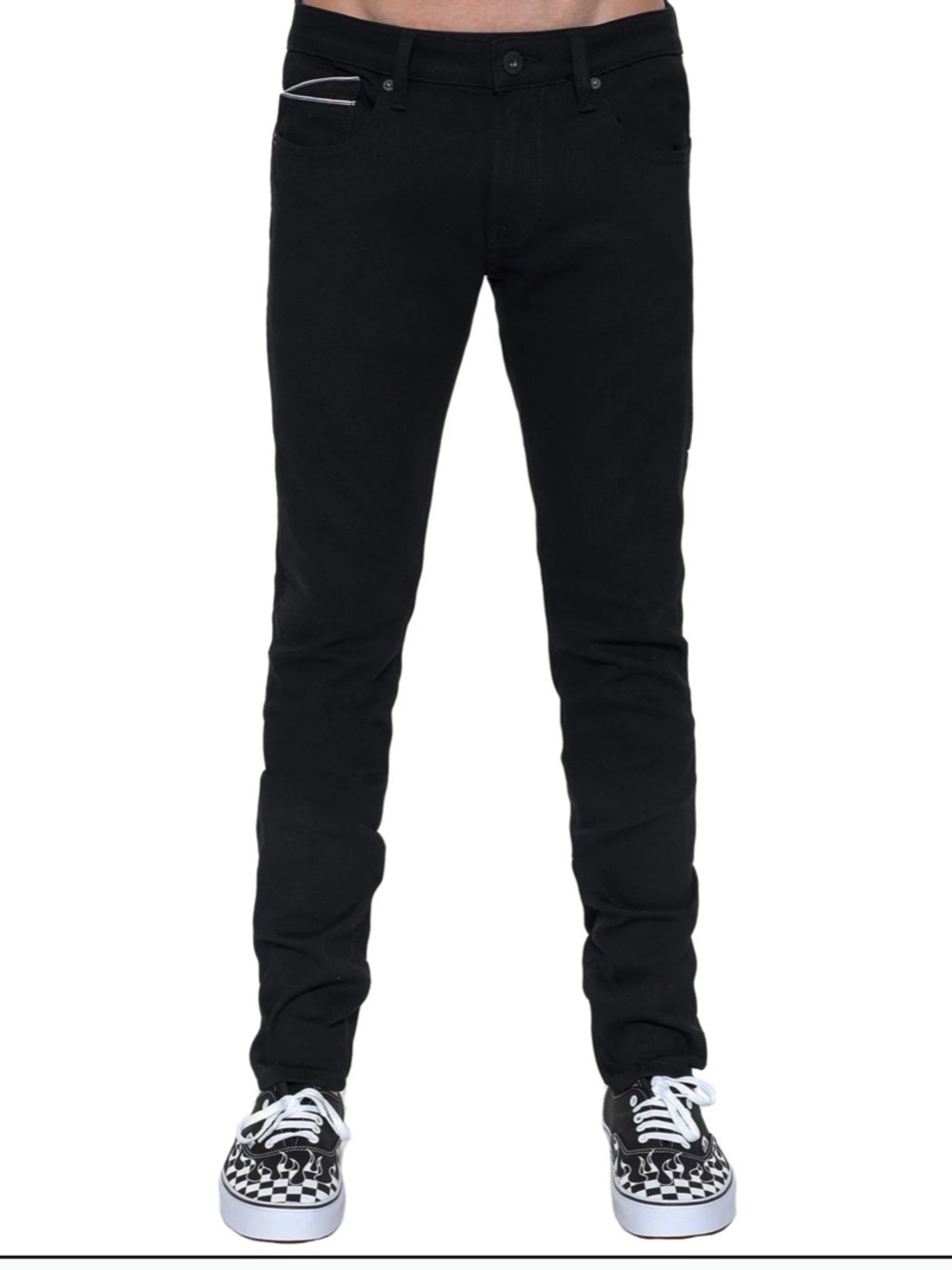 Cult Of Individuality 3M PUNK SUPER SKINNY MOTO IN MATRIX BLACK JEANS